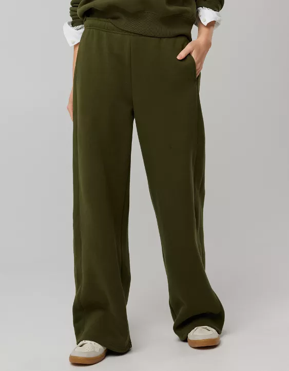OFFLINE By Aerie Cloud Fleece Trouser Military Green - Image 5