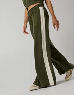 OFFLINE By Aerie You're So Smooth Super Wide Leg Pant Military Green