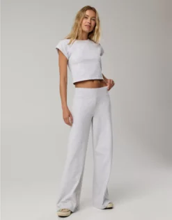 OFFLINE By Aerie OG Super Wide Leg Pant Light Heather Gray