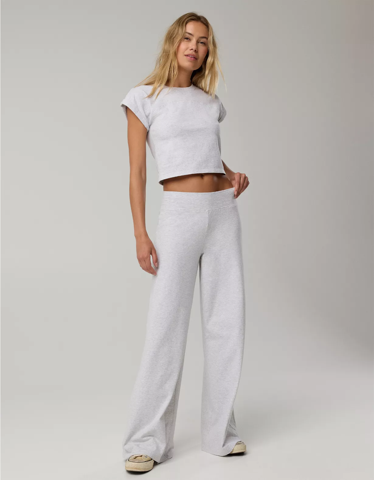 OFFLINE By Aerie OG Super Wide Leg Pant Light Heather Gray