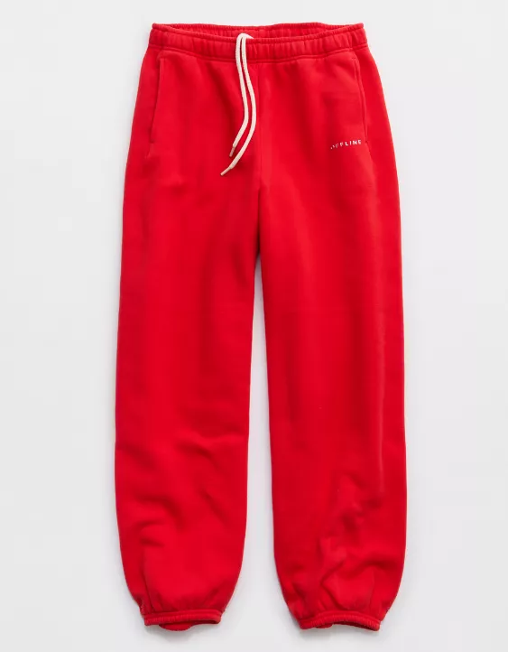 OFFLINE By Aerie Cloud Fleece Baggy Jogger Bright Red - Image 4