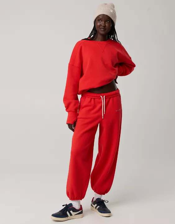 OFFLINE By Aerie Cloud Fleece Baggy Jogger Bright Red - Image 2