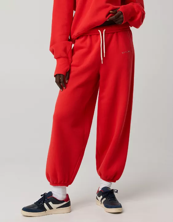 OFFLINE By Aerie Cloud Fleece Baggy Jogger Bright Red - Image 6