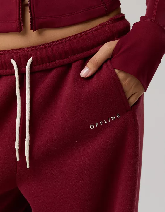 OFFLINE By Aerie Cloud Fleece Baggy Jogger Deep Cherry - Image 7