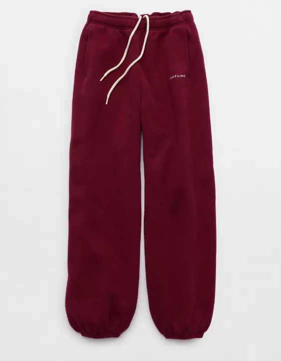 OFFLINE By Aerie Cloud Fleece Baggy Jogger Deep Cherry - Image 3