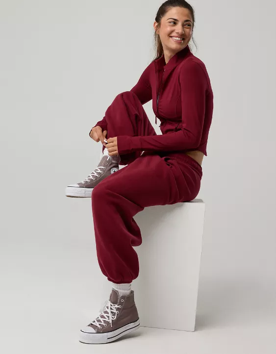 OFFLINE By Aerie Cloud Fleece Baggy Jogger Deep Cherry - Image 5