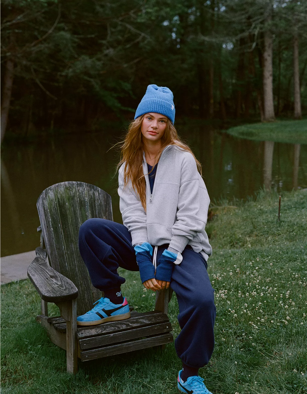 OFFLINE By Aerie Cloud Fleece Baggy Jogger Royal Navy