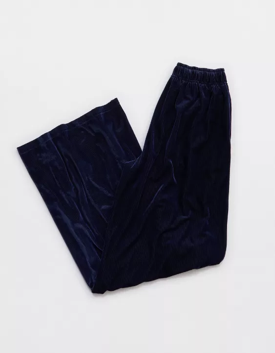 OFFLINE By Aerie Velour Rib Super Wide Leg Pant Royal Navy - Image 4