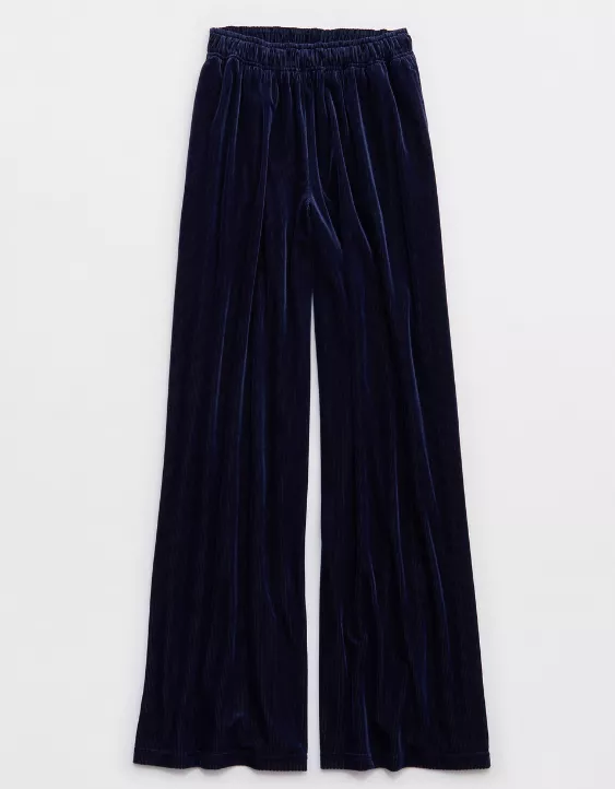 OFFLINE By Aerie Velour Rib Super Wide Leg Pant Royal Navy - Image 3