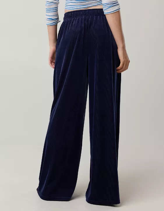 OFFLINE By Aerie Velour Rib Super Wide Leg Pant Royal Navy - Image 2