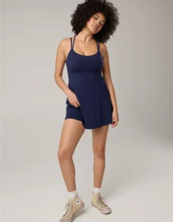 OFFLINE By Aerie Real Me Hold Up! Strappy Dress Royal Navy
