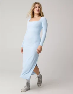 OFFLINE By Aerie Real Me XTRA Night Out Maxi Dress Eyelet Blue
