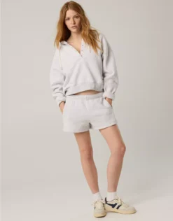 OFFLINE By Aerie Cloud Fleece Short Light Heather Gray
