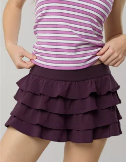 OFFLINE By Aerie Real Me Ruffle Flirty Short Cool Berry