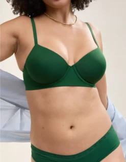 Aerie SMOOTHEZ Seamless Demi Lightly Lined Bra Dark Algae