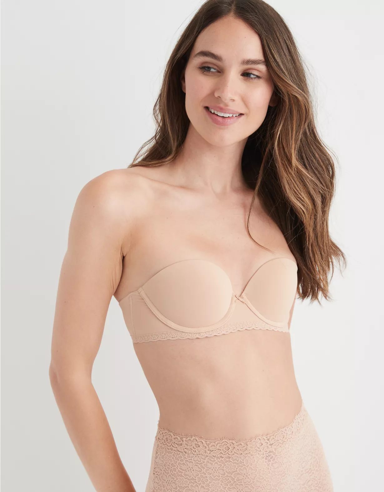 Aerie Real Happy Strapless Push Up Bra Sands