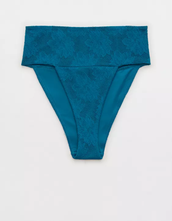 Aerie Lace Banded High Cut Cheeky Bikini Bottom - Image 3
