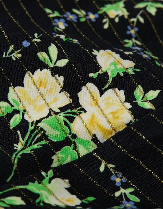 Aerie Crossover High Waisted Bikini Bottom True Black - Image 5