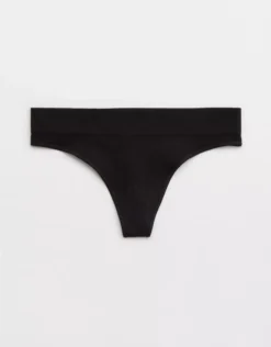 Aerie Superchill Seamless Thong Underwear True Black