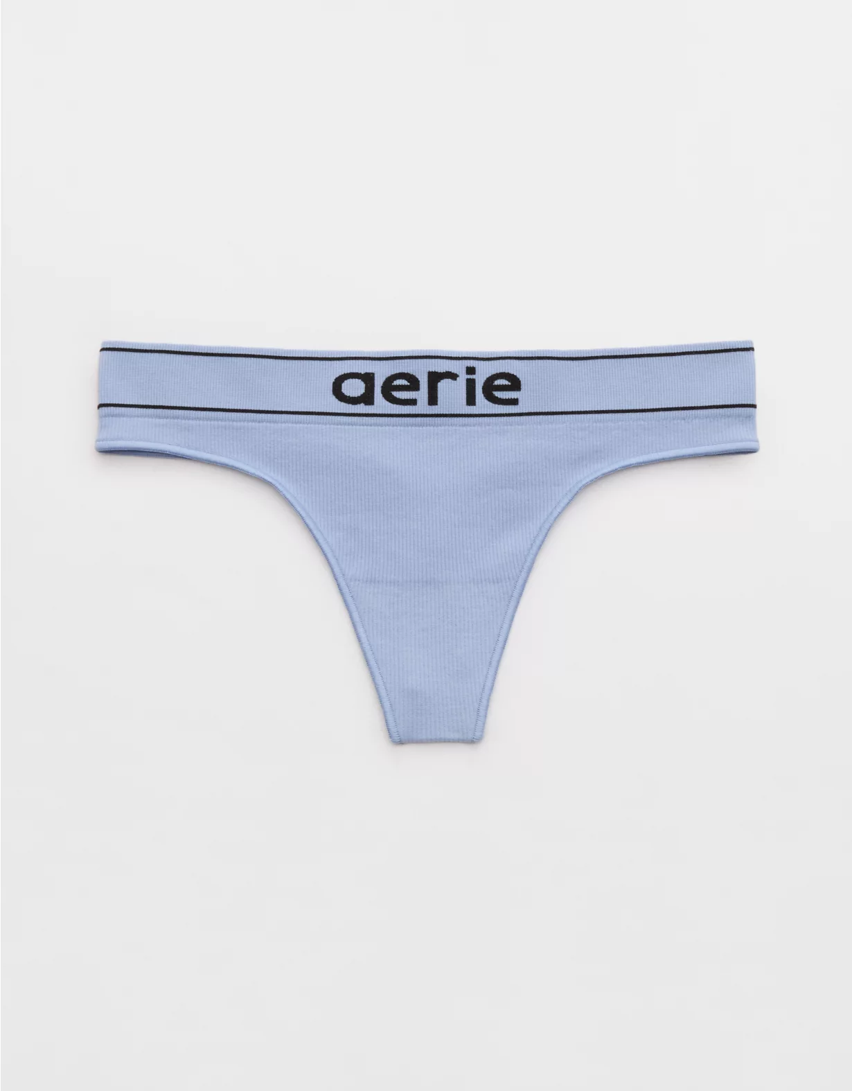 Aerie Superchill Seamless Logo Thong Underwear Monaco Blue