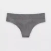 Aerie Superchill Seamless Thong Underwear Dark Heather Gray