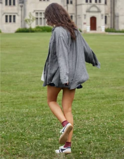 Aerie Anytime Fave Twill Shirt Smoked Gray