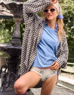 Aerie Anytime Fave Flannel Button Down Shirt Dark Shadow