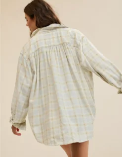 Aerie Anytime Fave Flannel Button Down Shirt Soft Muslin