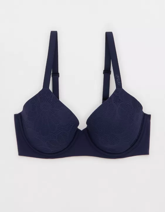 Aerie SMOOTHEZ Lace Full Coverage Lightly Lined Bra Navy - Image 3