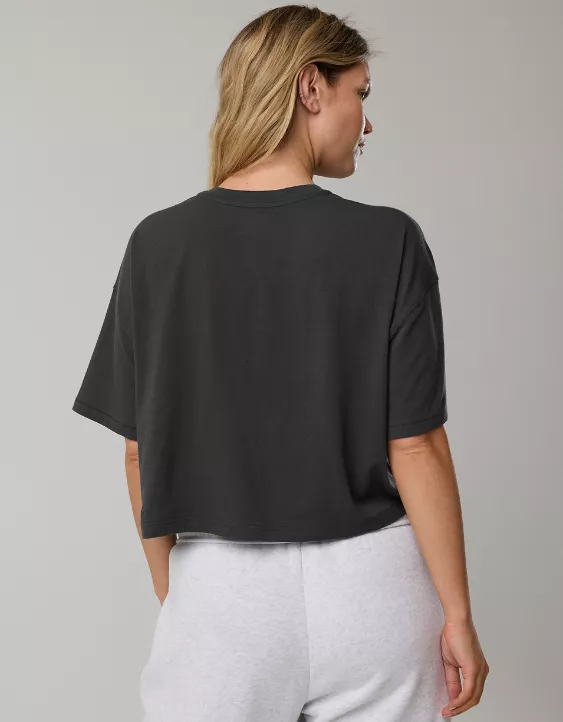 OFFLINE By Aerie Let's Stretch Cropped T-Shirt Smoked Gray - Image 2