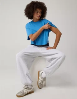 OFFLINE By Aerie Let's Stretch Cropped T-Shirt Sky Blue