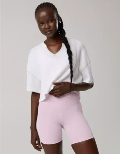 OFFLINE By Aerie Wow! Waffle Notch Neck T-Shirt White