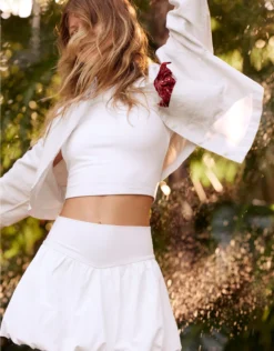 OFFLINE By Aerie Cropped Button Up Shirt White
