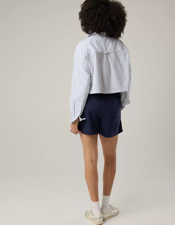 OFFLINE By Aerie Cropped Button Up Shirt Eyelet Blue - Image 2
