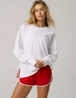 OFFLINE By Aerie Pique Long Sleeve T-Shirt White