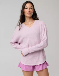 OFFLINE By Aerie Wow! Waffle Notch Neck Long Sleeve T-Shirt Orchid