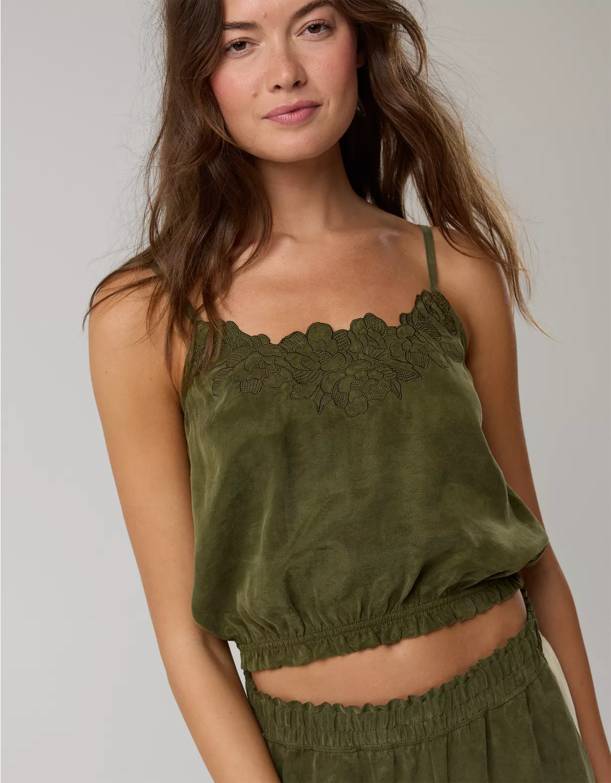 OFFLINE By Aerie You're So Smooth Tank Top Military Green
