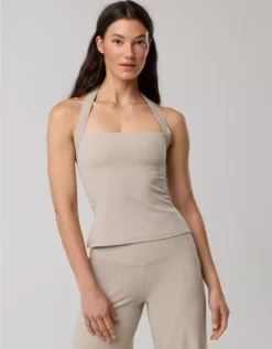 OFFLINE By Aerie Real Me XTRA Halter Tank Top Stone Harbor