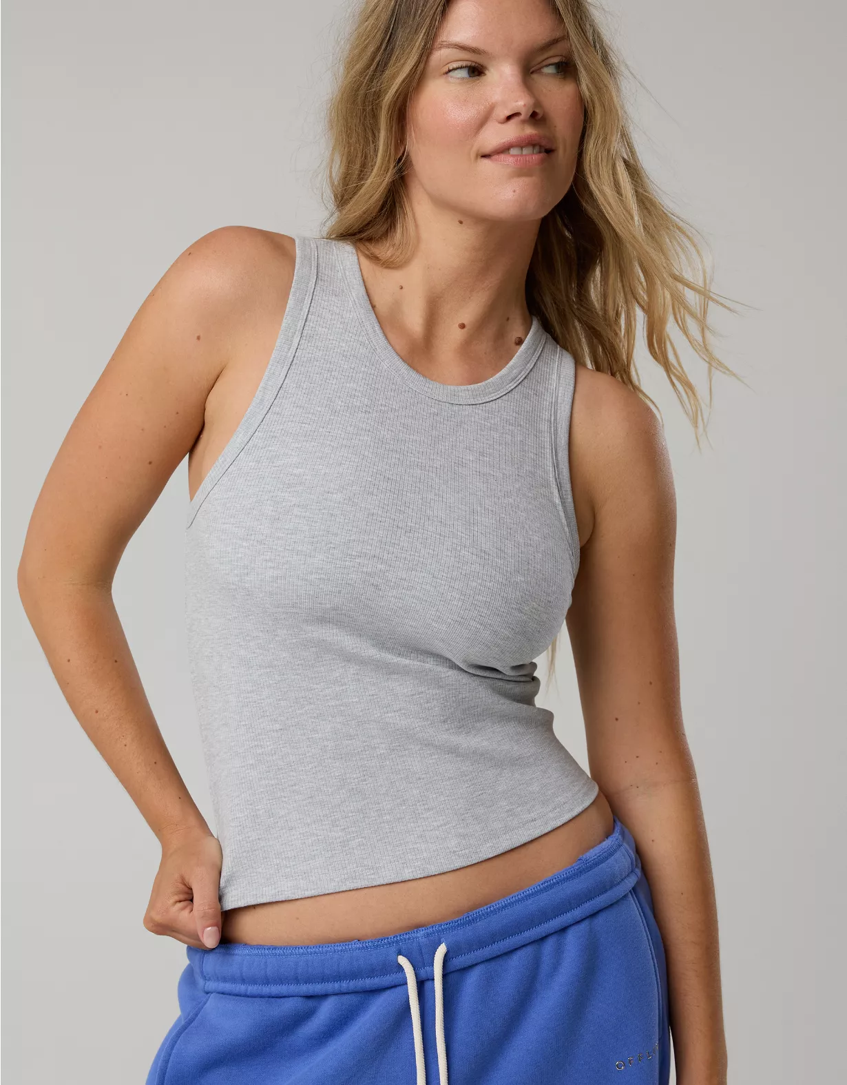 OFFLINE By Aerie Thumbs Up Heavyweight Tank Top Medium Heather Gray