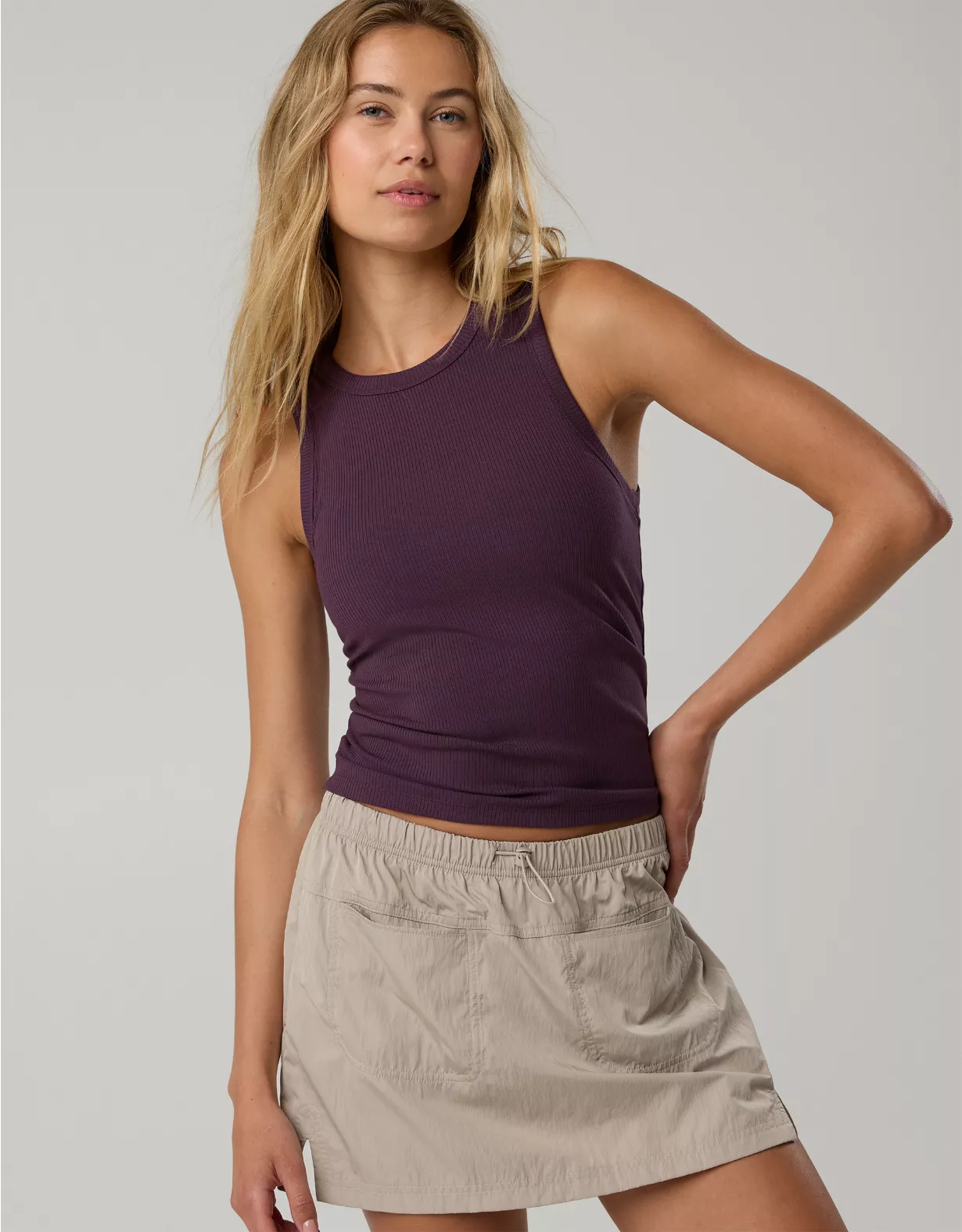 OFFLINE By Aerie Thumbs Up Heavyweight Tank Top Cool Berry