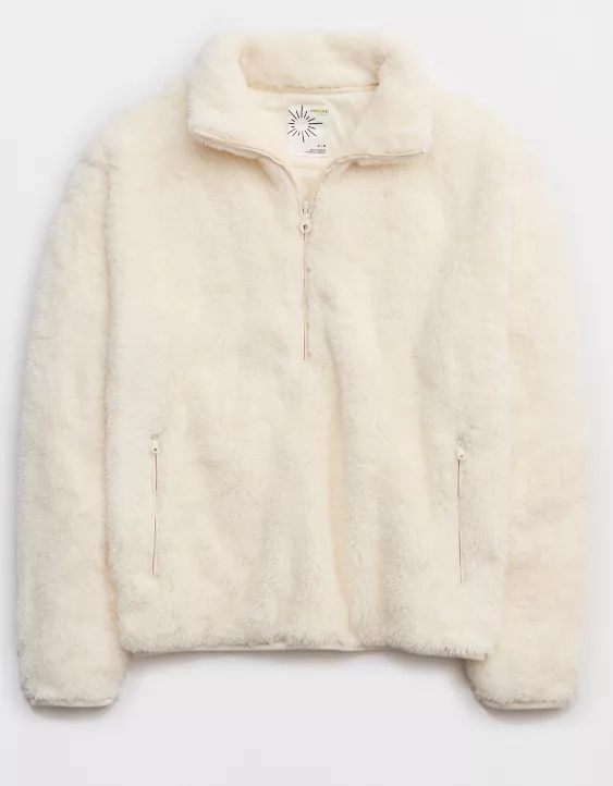 OFFLINE By Aerie Fluffy Sherpa Quarter Zip Sweatshirt - Image 3