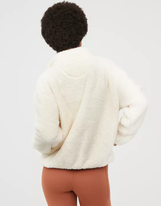 OFFLINE By Aerie Fluffy Sherpa Quarter Zip Sweatshirt - Image 2