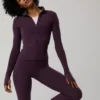OFFLINE By Aerie Real Me Long Sleeve Mock Neck Full Zip Cool Berry