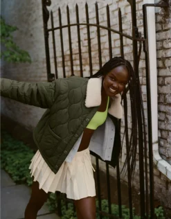 OFFLINE By Aerie Quilted Chore Jacket Military Green