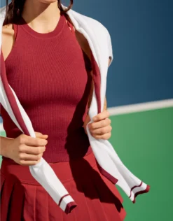 Pickletini Olivia Halter Sweater Tank Summer Burgundy