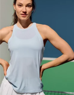 Pickletini Tiffany Rib Tank Eyelet Blue