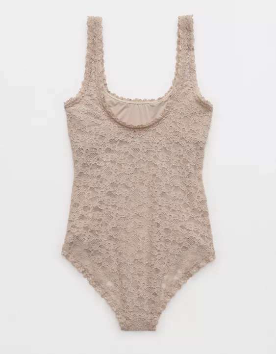 Aerie Show Off Vintage Lace Scoop Bodysuit Stone Harbor - Image 4