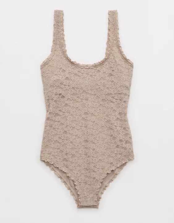 Aerie Show Off Vintage Lace Scoop Bodysuit Stone Harbor - Image 3