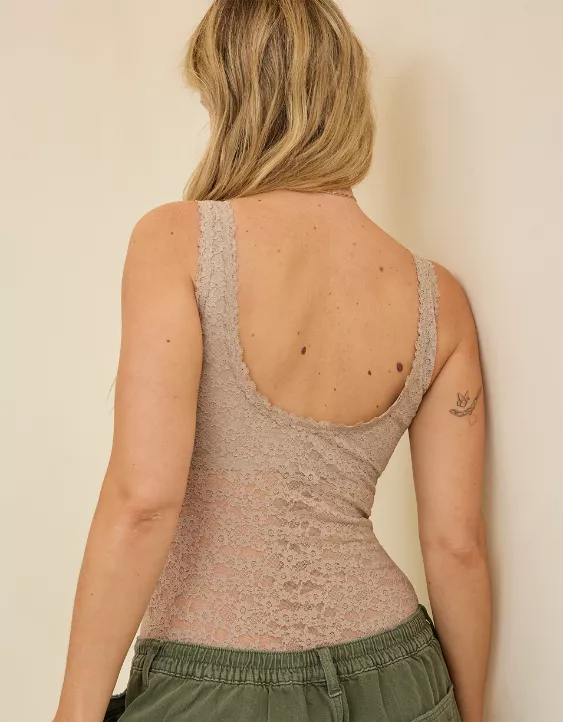 Aerie Show Off Vintage Lace Scoop Bodysuit Stone Harbor - Image 2