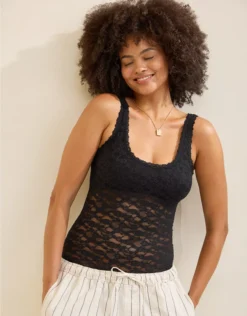 Aerie Show Off Vintage Lace Scoop Bodysuit True Black